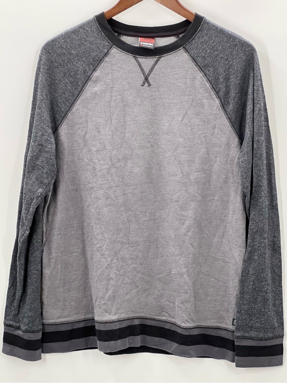 369 Tony Hawk Medium Gray Two-Tone Raglan Long Sleeve Pullover